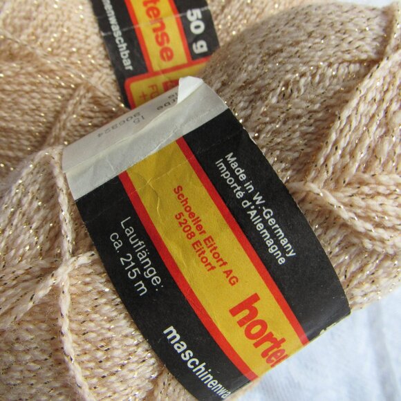lot of 4 Esslinger Wolle Yarn, Beige, 50g(each),91.5% wool,8.5% lurex. - Picture 2 of 3